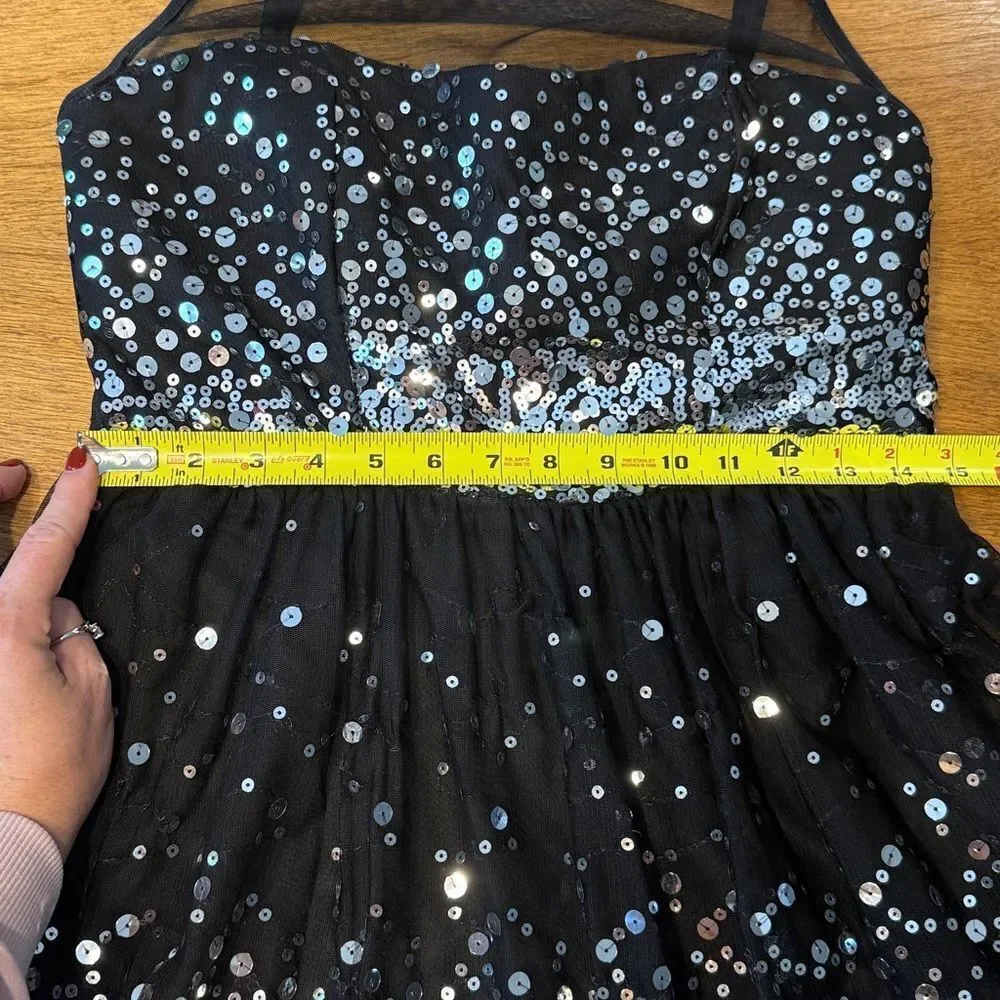 Emerald Sundae Black and Silver Sequin Mini Dress